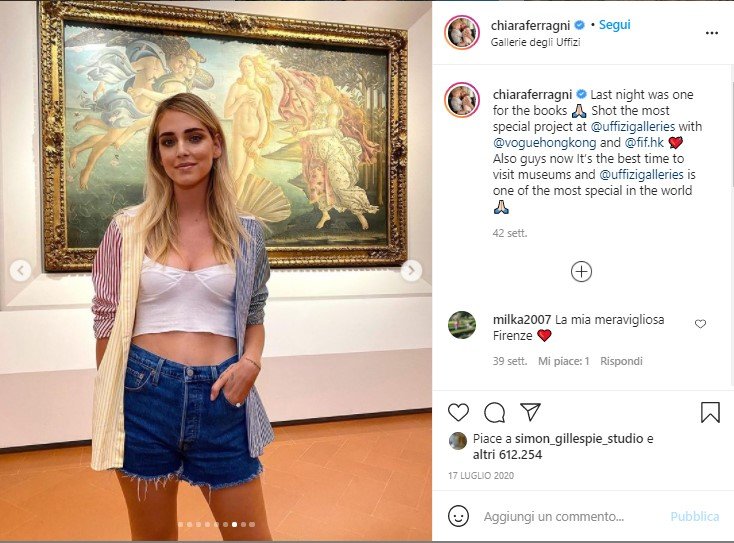 influencer-marketing-turismo-Chiara Ferragni-Uffizi